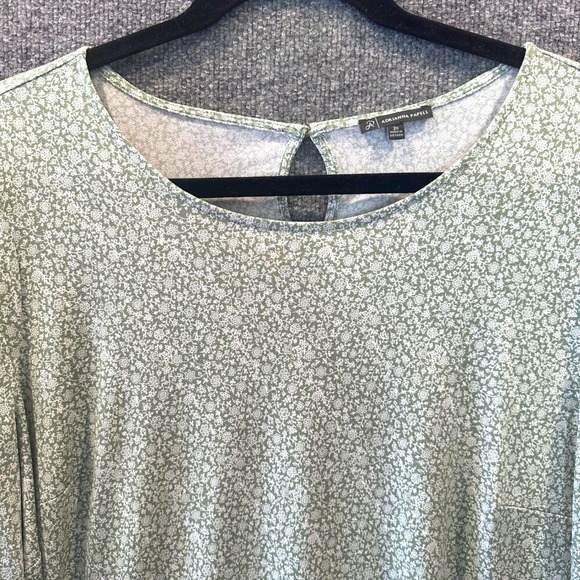 Adrianna Papell Tops - Adrianna Papell Sage Green Floral Puff Sleeve 2X Top Cottagecore Bohemian Office